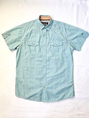 Drill Clothing Co Men’s Size M Blue Short Sleeve Button Up Shirt Casual